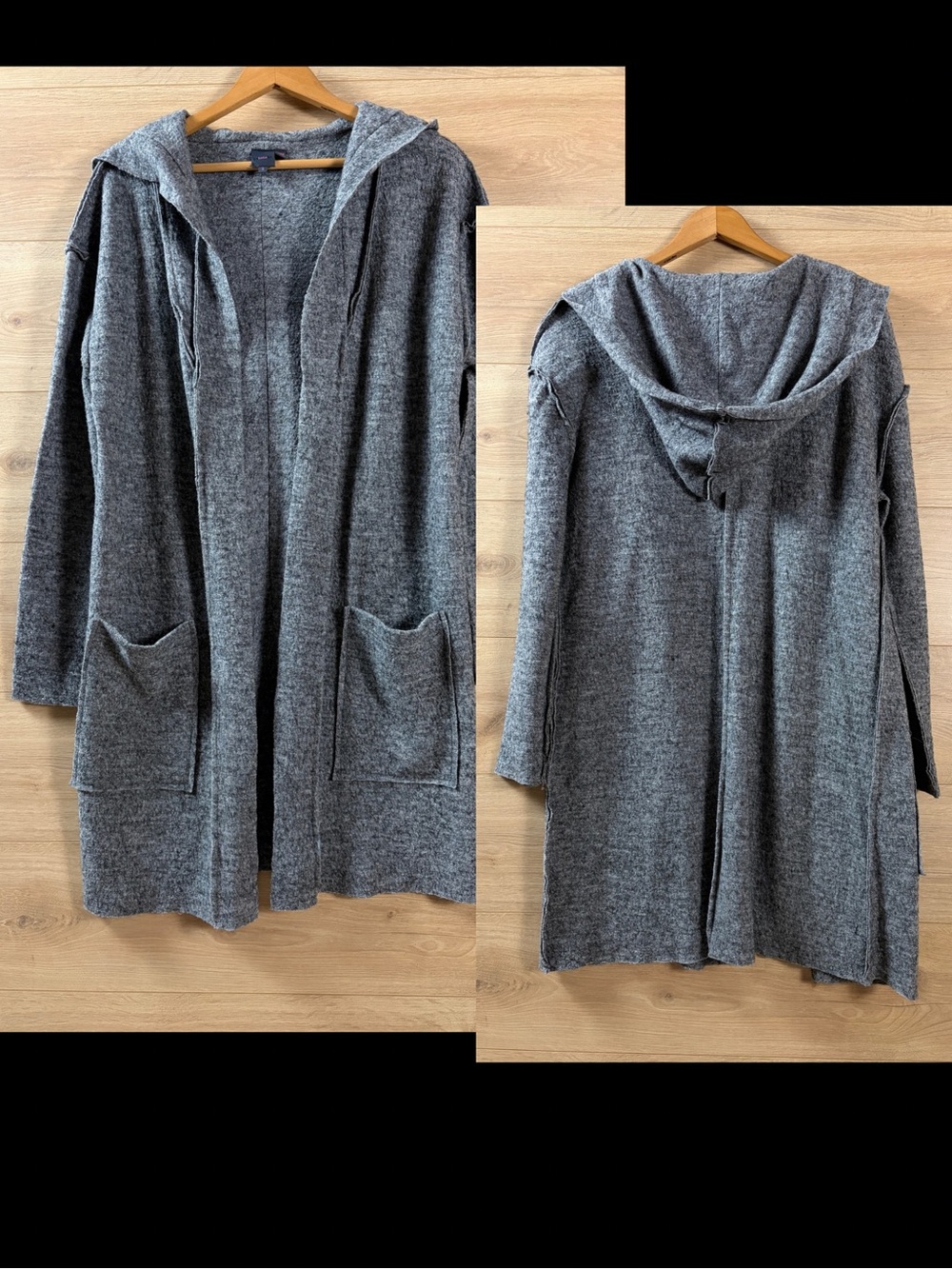 LuLu Women's Hooded Felted Wool Cardigan Small